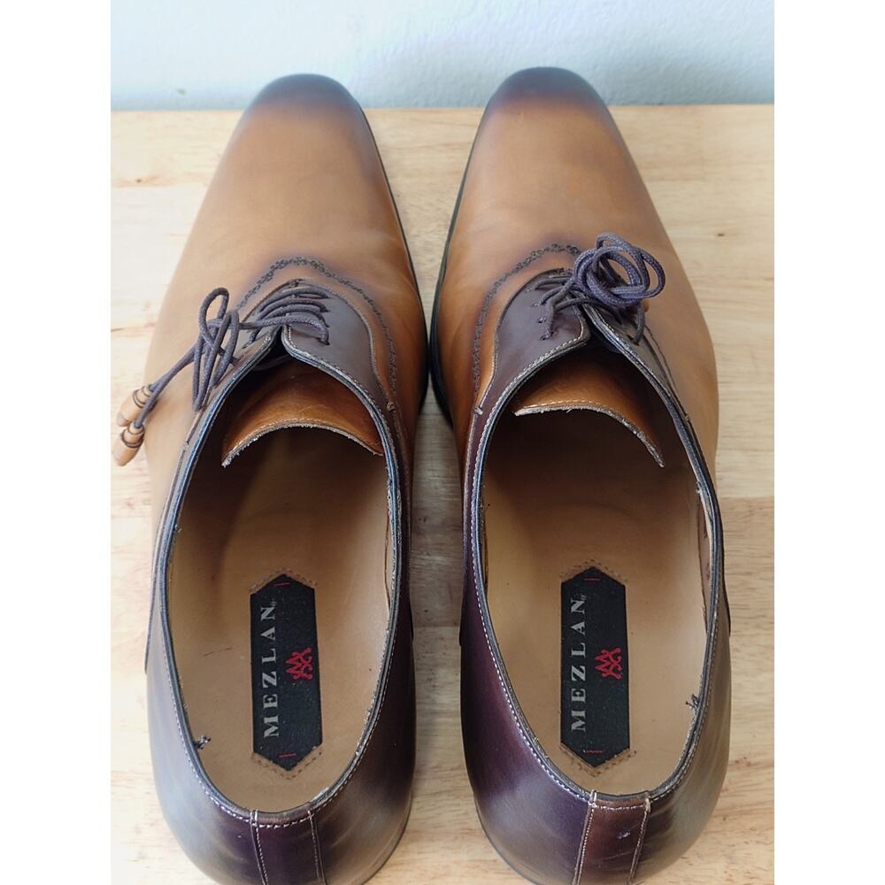 Mezlan Manet Mens Burnished Beige Leather Wholecut Dress Shoe Oxfords Size 12M - Picture 9 of 10